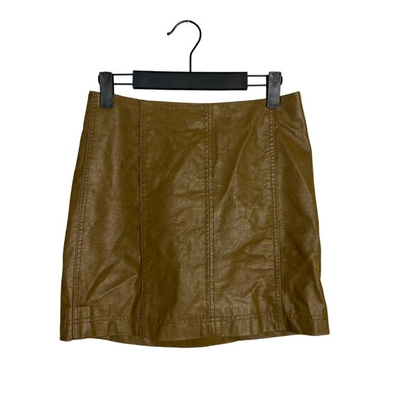 Free‎ People Femme Vegan Leather Mini Skirt Size 2 - Picture 1 of 8